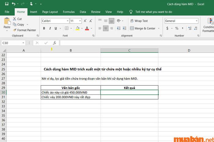 Cách sử dụng hàm MID