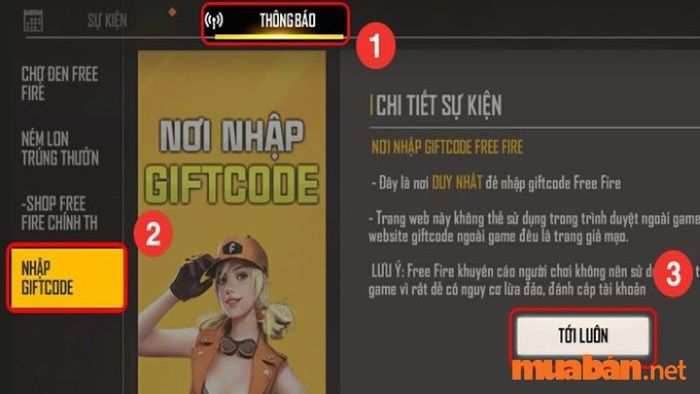 Chọn mục nhập mã code
