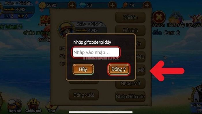 Nhập mã Giftcode