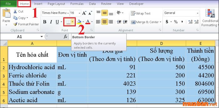 cách tạo bảng trong Excel