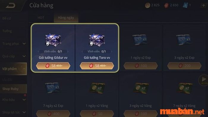 Sử dụng Ruby để mua các gói tướng vĩnh viễn trong game Liên Quân.