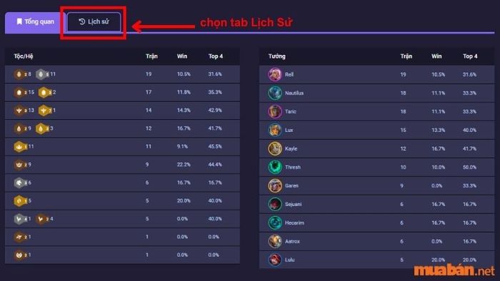 Hướng dẫn kiểm tra lịch sử Đấu Trường Chân Lý qua website - Bước 4