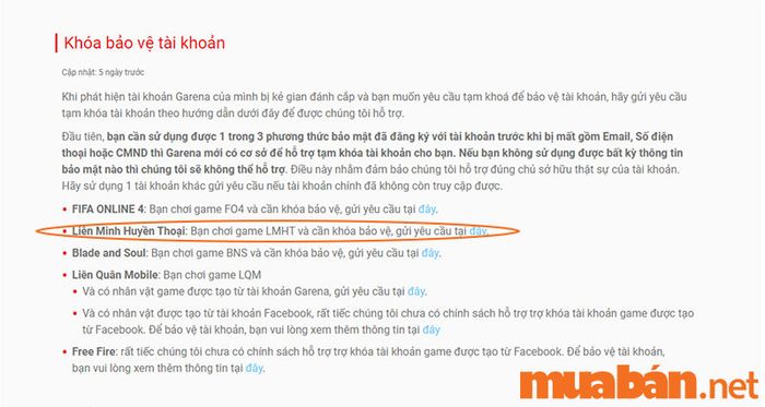 Tìm và chọn game Liên Minh Huyền Thoại để yêu cầu xóa tài khoản