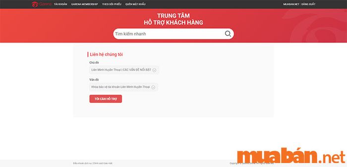Nhấn vào ô “Tôi cần hỗ trợ” để nhập thông tin của bạn