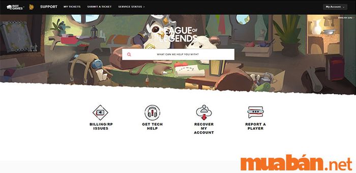 Truy cập trang hỗ trợ của Riot Games để thực hiện việc xóa tài khoản game LOL