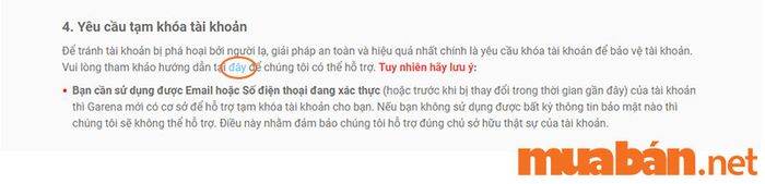 Tại mục 4, bạn hãy nhấn vào chữ “đây” để xóa tài khoản Liên Minh Huyền Thoại