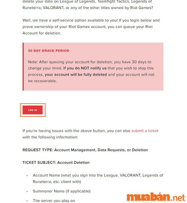Nhấn “LOG IN” để truy cập vào tài khoản của bạn