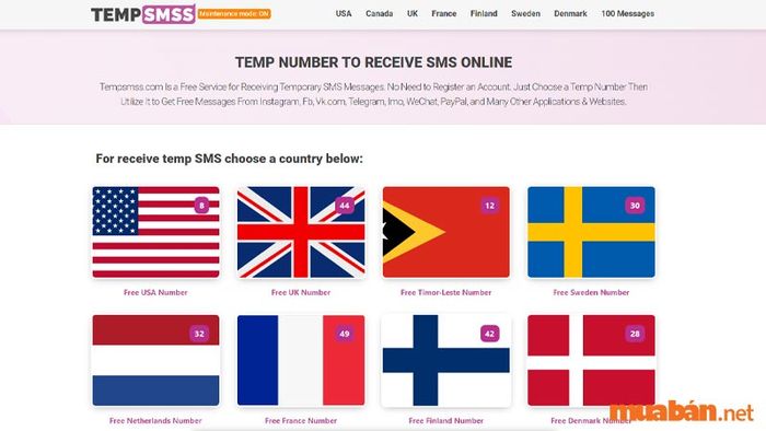 Mượn số điện thoại miễn phí từ TempSMSS