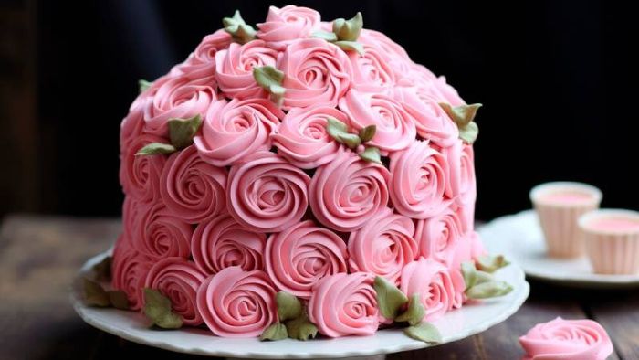 Hình ảnh bánh sinh nhật hòa quyện cùng hoa mẫu 6
