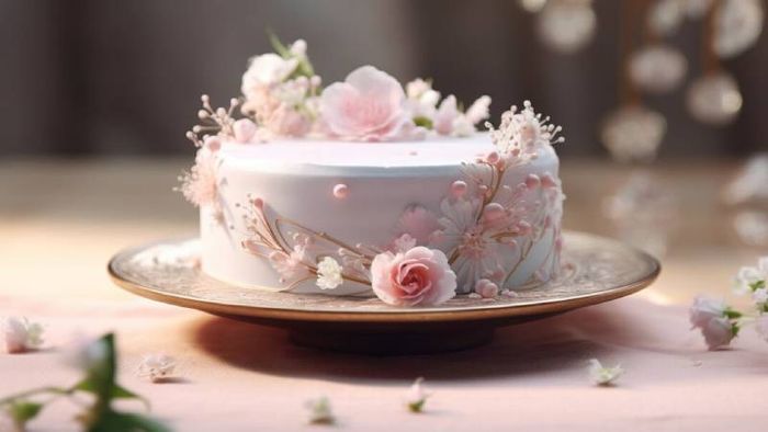 Hình ảnh bánh sinh nhật kết hợp với hoa mẫu 2