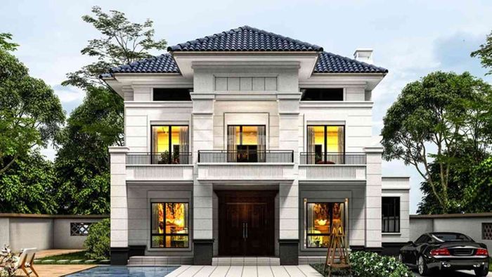 Mẫu biệt thự tân cổ điển hai tầng mái Nhật - Mẫu số 2