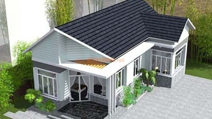 Mẫu nhà cấp 4 3 phòng ngủ kiểu chữ L
