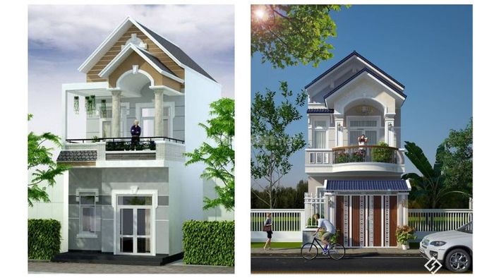 Thiết kế mặt tiền nhà 2 tầng với mái Thái