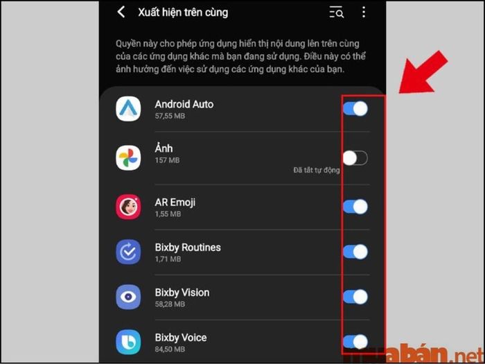Ứng dụng nền đã bị ngừng hoạt động