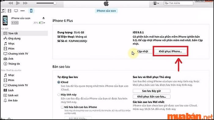 Cách khôi phục cài đặt iPhone qua máy tính
