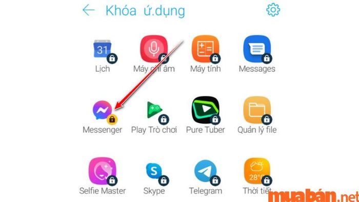 Bước 3 thiết lập mật khẩu cho từng ứng dụng, thư mục trên Android.