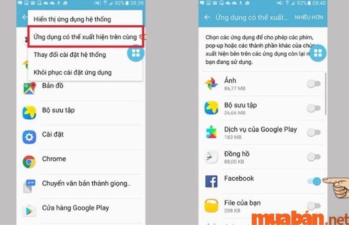 Cài đặt lại quyền cho các ứng dụng nhằm tắt tính năng chặn màn hình trên điện thoại