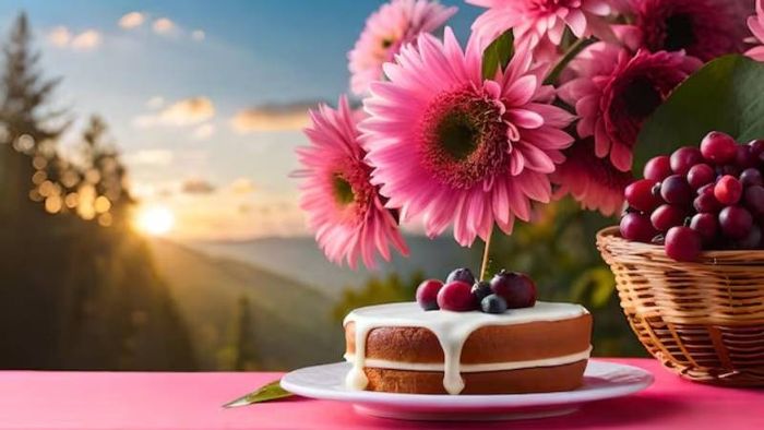 Ảnh hoa và bánh sinh nhật từ AI