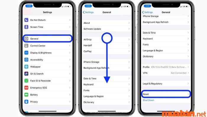 Cách reset điện thoại iPhone