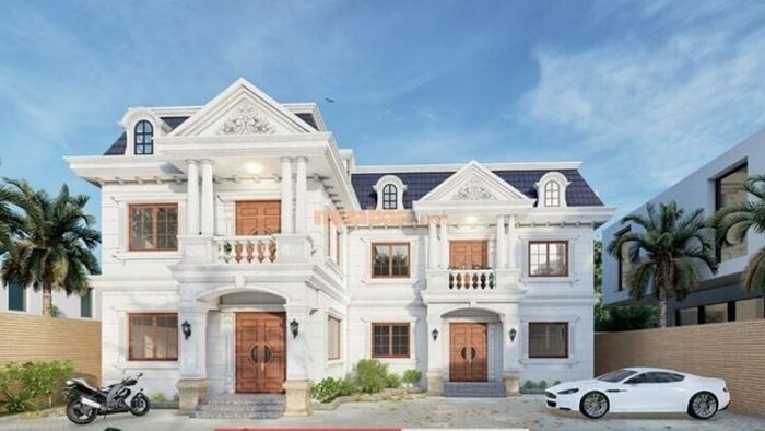 Mẫu biệt thự tân cổ điển 2 tầng phong cách hiện đại - Mẫu số 1
