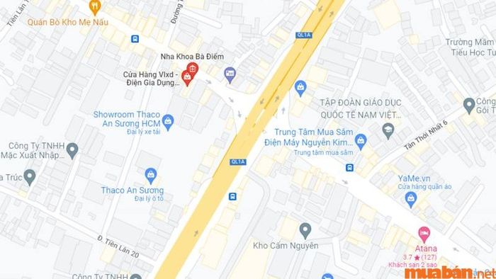 Bản đồ hướng dẫn ngã tư Bà Điểm