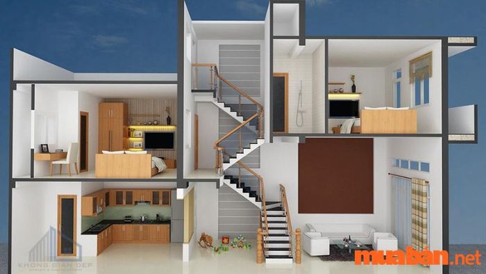 Thiết kế nhà phố hiện đại lệch tầng