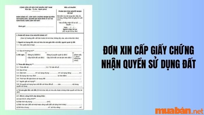 Mẫu đơn xin cấp giấy chứng nhận quyền sử dụng đất