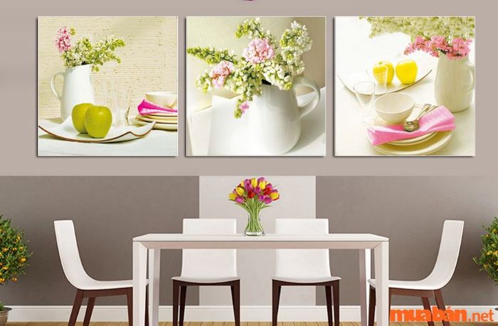Khung ảnh với màu sắc rực rỡ rất phù hợp cho không gian bếp