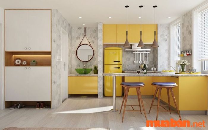 Một mẫu trang trí nhà bếp chung cư đầy sức sống