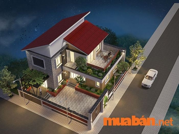 Nhà mái lệch 2 tầng