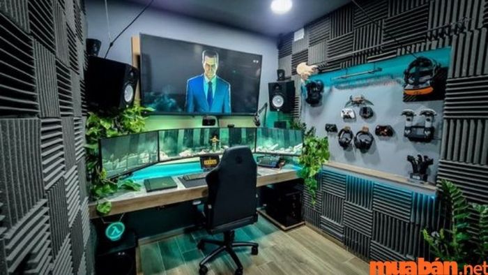 Trang trí phòng ngủ gaming theo phong cách không gian xanh