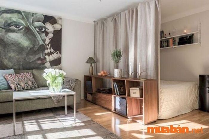 Thiết kế phòng trọ 15m2 đẹp với vách ngăn thông minh