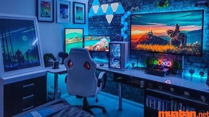 Trang trí phòng ngủ gaming với ý tưởng vũ trụ