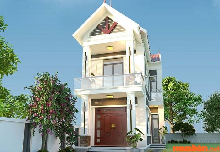 Mẫu nhà ống 2 tầng mái thái với 2 phòng ngủ