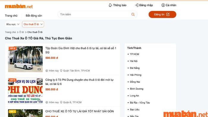 Thuê xe tại Mytour