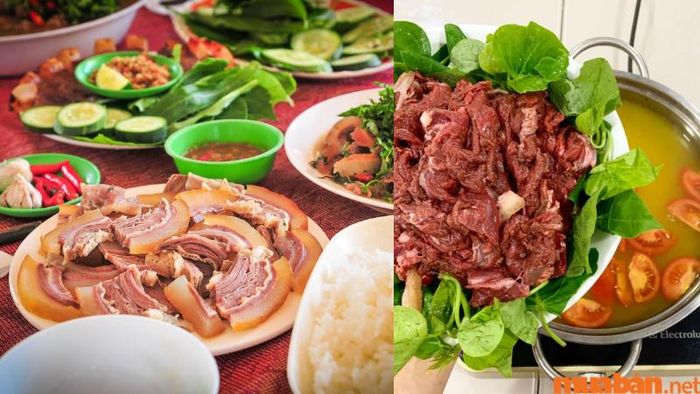 Nhà hàng Nghé Tơ là một địa chỉ nổi tiếng chuyên phục vụ các món đặc sản dân dã.