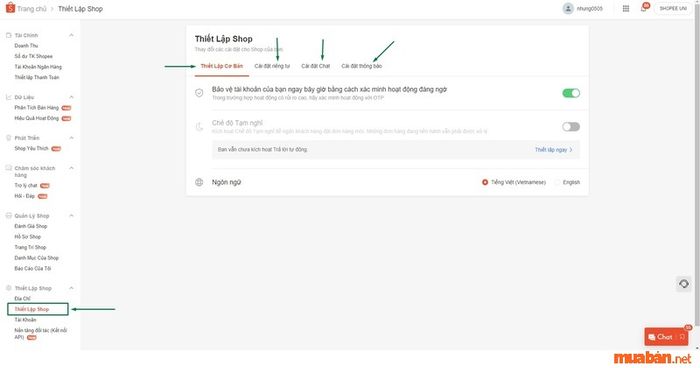 Thiết lập cơ bản cho cửa hàng trên Shopee