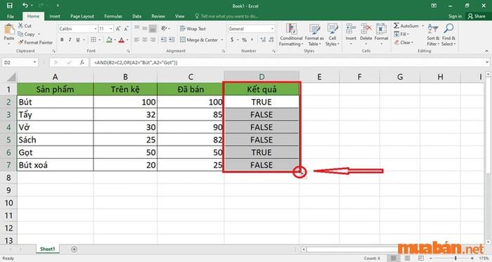 Nhấn ENTER và kéo chuột để hiển thị toàn bộ kết quả