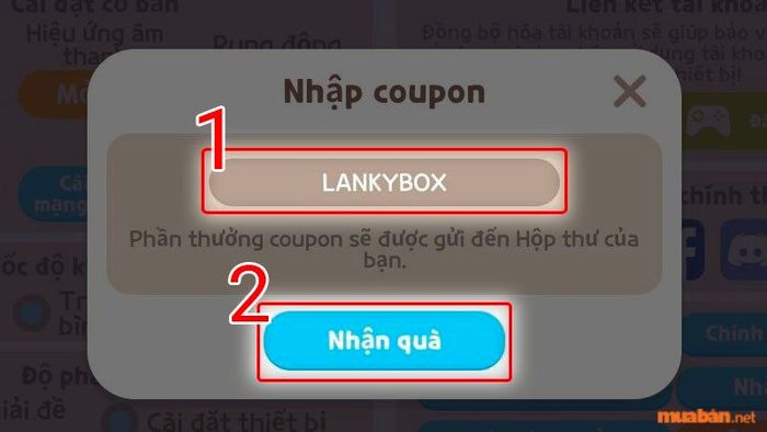 Bước 4: Nhập mã Code để nhận quà