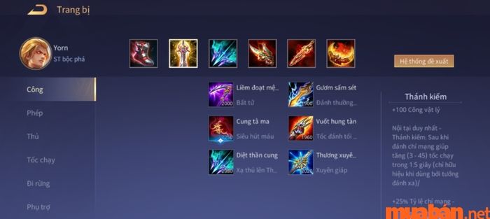 Trang bị dành cho tướng AD đi đường Bot