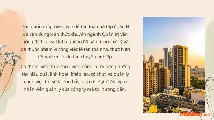 Mẫu mục tiêu nghề nghiệp lễ tân tòa nhà 2