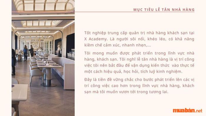 Mục tiêu nghề nghiệp lễ tân nhà hàng dành cho những người chưa có kinh nghiệm