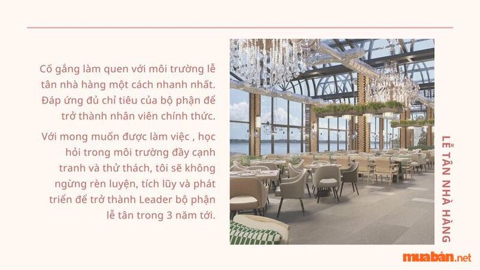 Mục tiêu nghề nghiệp lễ tân nhà hàng