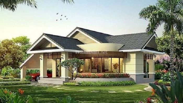 Nhà cấp 4 mái Nhật 3 phòng ngủ và 1 phòng thờ rộng rãi, phù hợp cho gia đình đông người