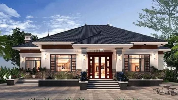 Nhà cấp 4 mái Nhật 4 phòng ngủ thoáng đãng
