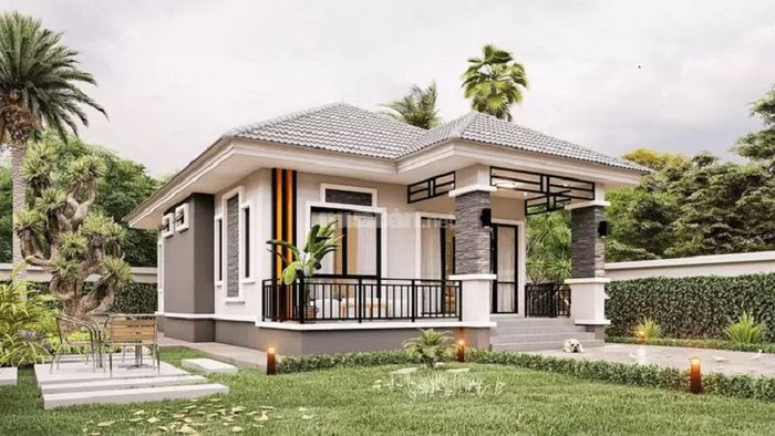 Nhà cấp 4 mái Nhật 3 phòng ngủ trẻ trung với gam màu trắng chủ đạo