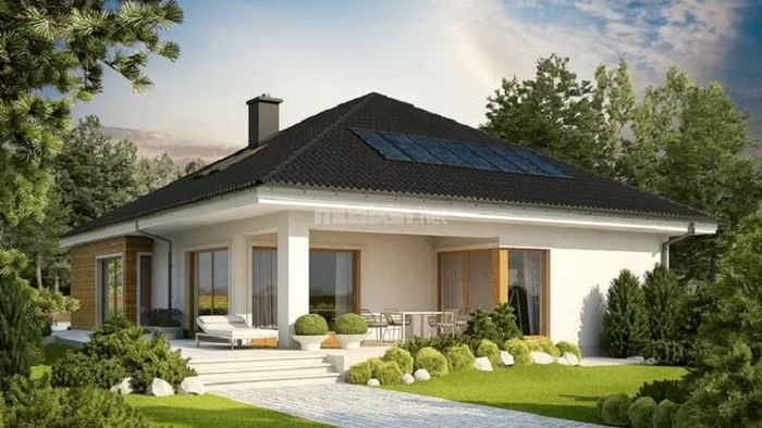 Nhà cấp 4 mái Nhật với sân vườn thoáng đãng