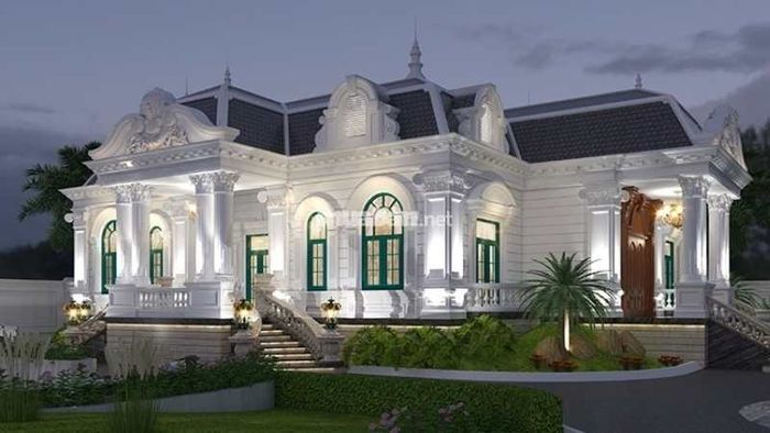 Mái Nhật dốc nhẹ kết hợp với các cửa sổ vòm đặc trưng, tạo nên phong cách Pháp độc đáo.