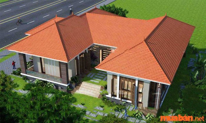 Mẫu nhà cấp 4 thiết kế chữ U đẹp