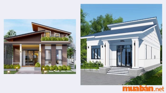Mẫu nhà cấp 4 mái lệch đẹp 1 tầng